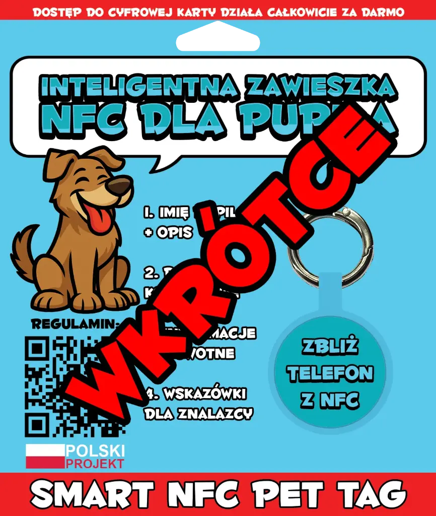 INTELIGENTNA ZAWIESZKA NFC DLA PUPILA (na obrożę)